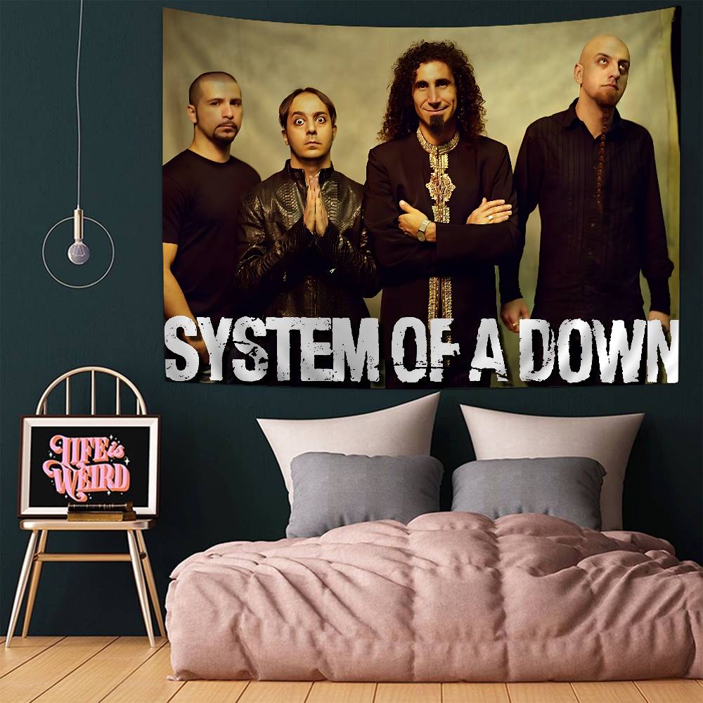 System Of A Down Band Colorful Tapestry Wall Hanging Hippie Flower Wall Carpets Dorm Decor Wall Art Decor