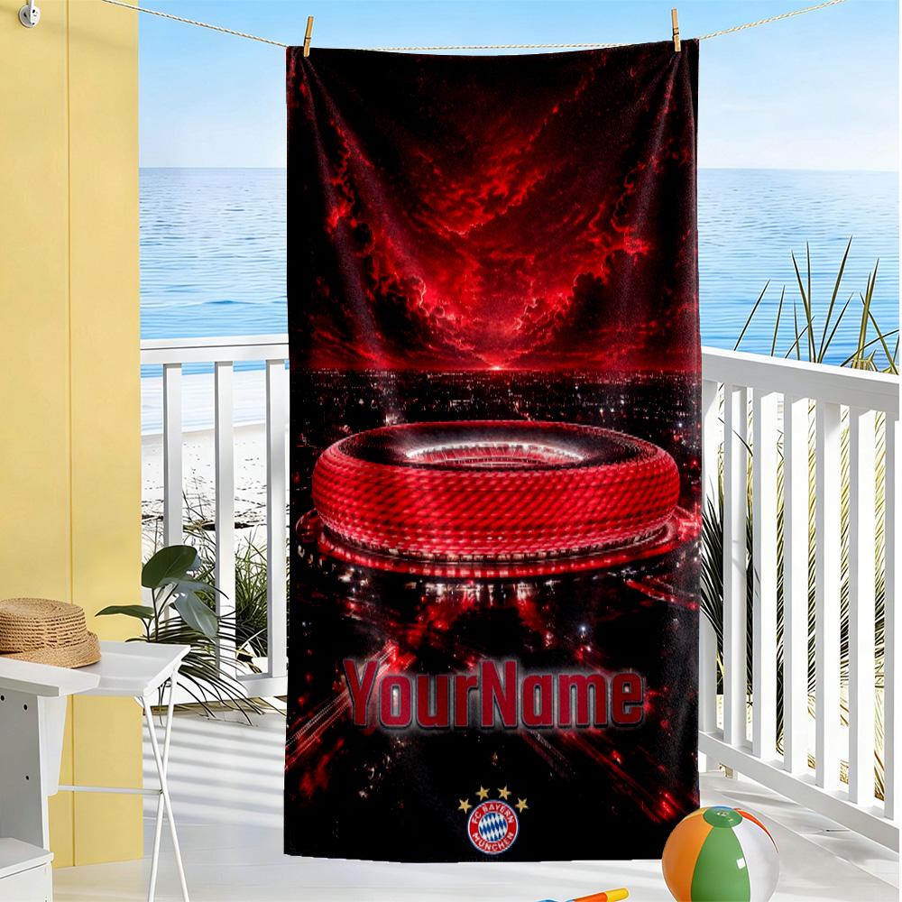 Bayern Munich Personalized Name Beach Towel High Absorbency & Quick-Dry Perfect for Traveling Yoga Camping and Swimming