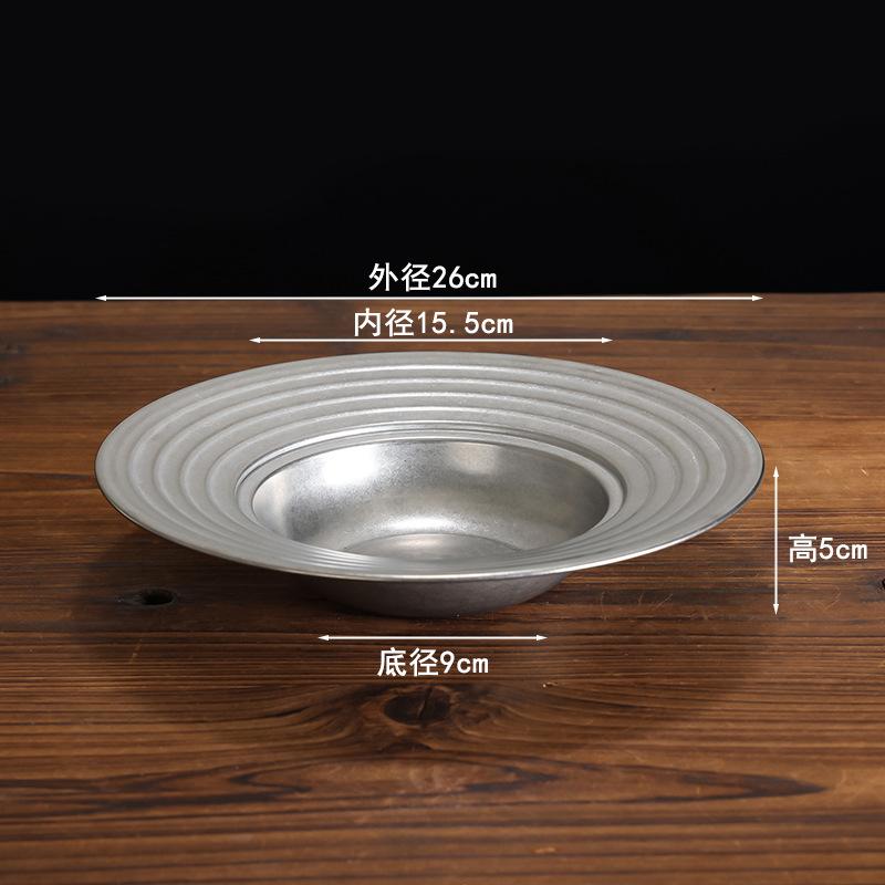 

Ретро Нержавеющая Сталь Резьбовая Тарелка Шляпа Десерт Закуска Салат Густой Суп Паста Обеденные Тарелки Ресторан Кухонная Посуда