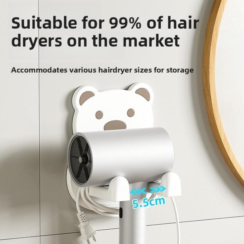 Hair Dryer Stand, Universal Hair Dryer Storage Rack for Bathroom Without Drilling, Plastic Wall-mounted Bathroom Storage Rack