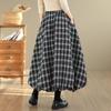 Plus Size High Waist Vintage Plaid Spring Autumn Casual Loose Long for Woman Skirts Womens Skirt