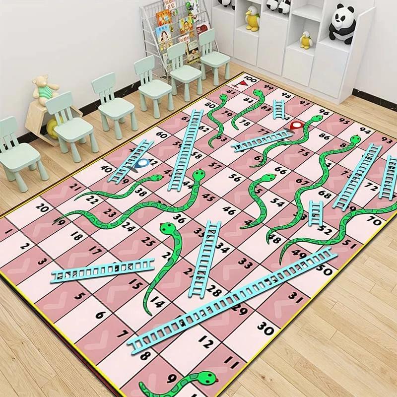 Snakes and Ladders Game Pattern Carpet Non-slip Home Living Room Sofa Area Rug Children's Early Education Institutions Floor Mat