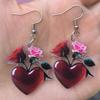 Cross-border New Love Rose Earrings Flat Acrylic Valentine's Day Atmosphere Jewelry Blood Love Earrings
