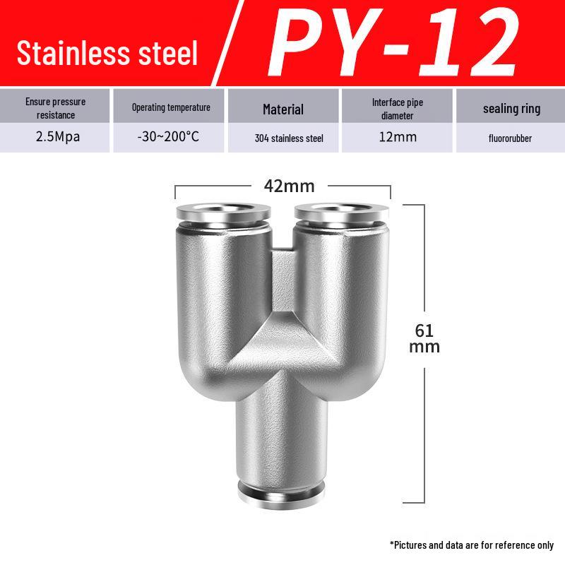 Zhuo Ji Y-Type Stainless Steel Pneumatic Quick Connector - High Pressure, Explosion-Proof, Anti-Corrosion, Anti-Rust.