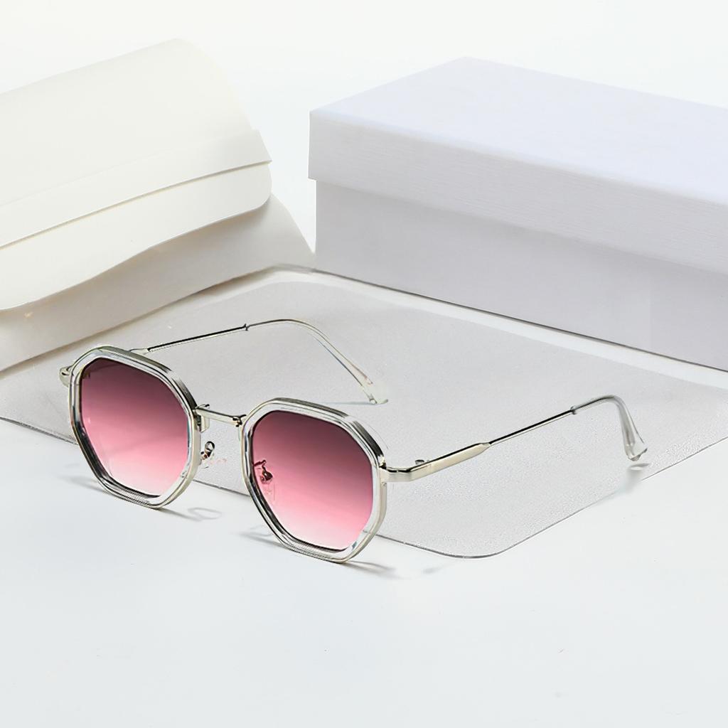 Vintage Sunglasses for Women Modern Octagonal Glasses Black Lenses Golden Edging Fashion Sun Glasses New in Trendy