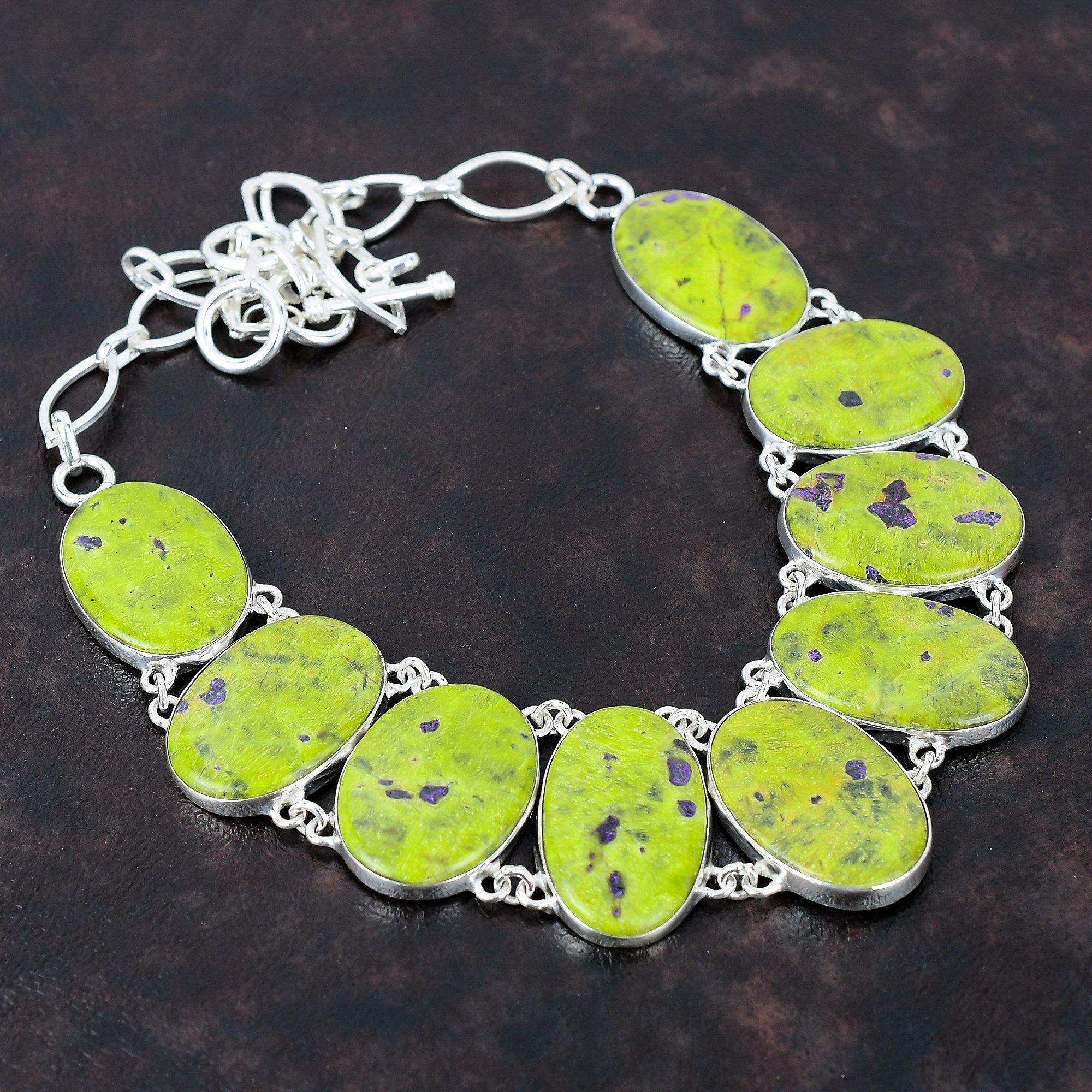 

Ожерелье из стихтита, ожерелье ручной работы, ювелирные изделия из драгоценных камней, ожерелье из стерлингового серебра 925 пробы, регулируемое ожерелье-цепочка, серебряное ювелирное изделие, подарок для женщин Adjustable