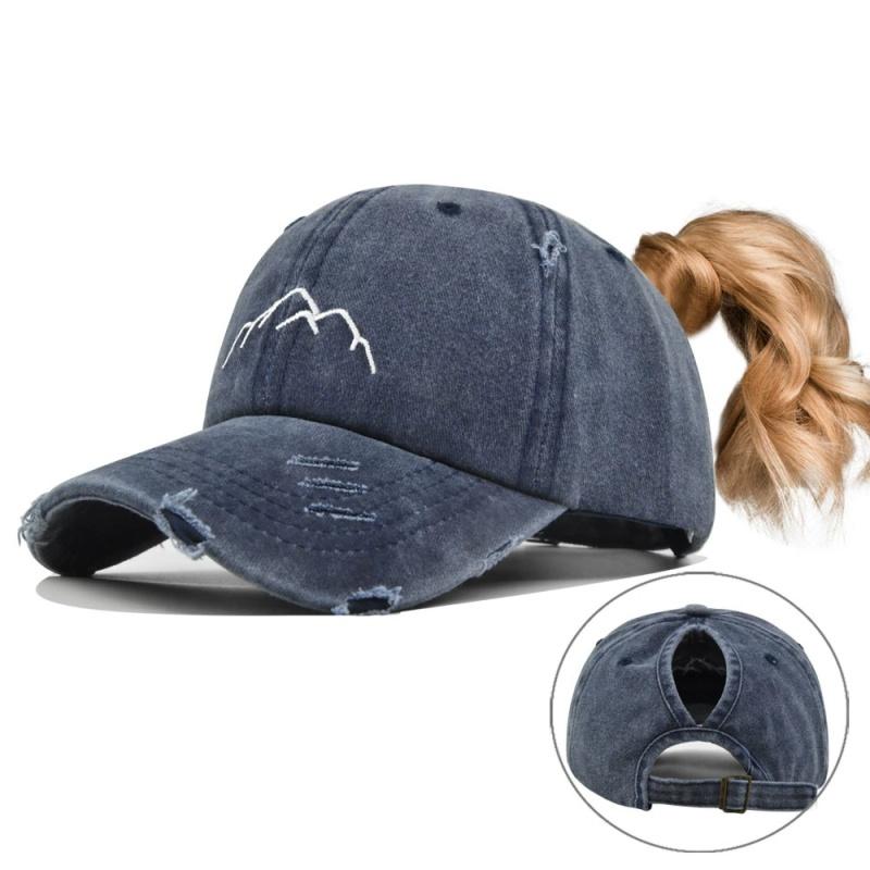 Women Washed Cotton Cap Mountain Embroidery Vintage Baseball Cap For Men And Women Adjustable Casual Outdoor Use Street Style Wear Sportss Hat For
