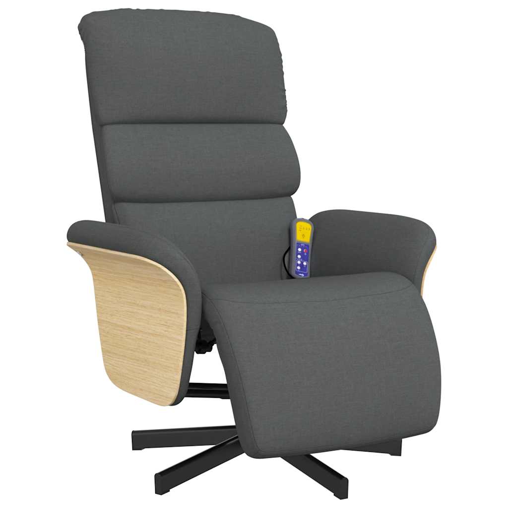 Massage Chair with Footrest Dark Gray Fabric