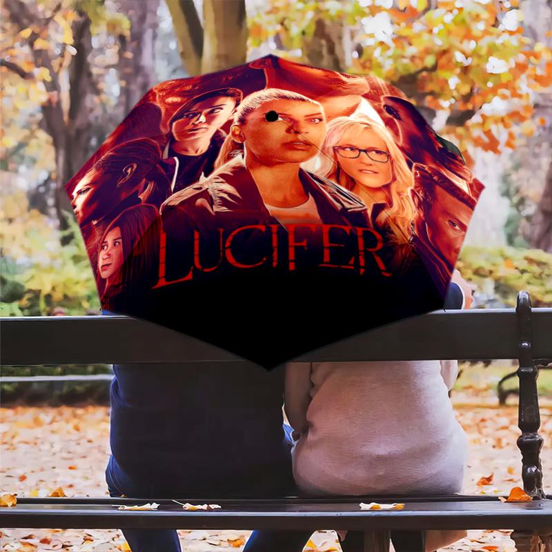 Fiery Dual Nature: Human Devil Folding umbrella travel Portable Sun umbrella Umbrella Three folds