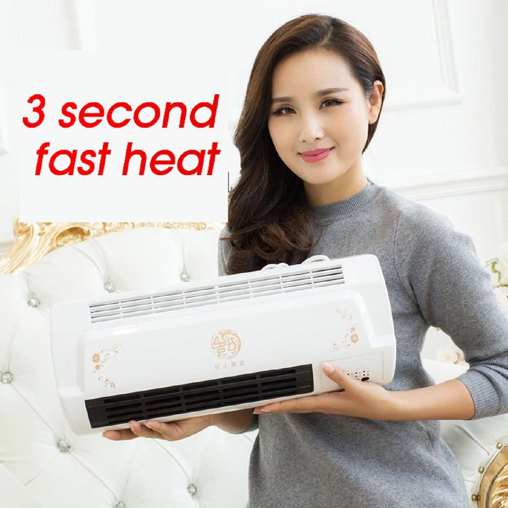 1000W/2000W Wall Mounted Heater Space Heating Air Conditioner Dehumidifier + Remote