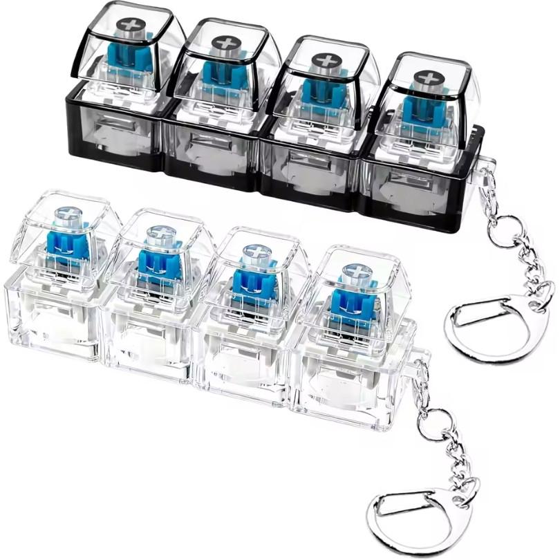 Keyboard Fidget Toy with LED Light Keyboard Fidget Keychain 9-in-1 Keyboard Decompression Button Stress Relief Fidget Gifts