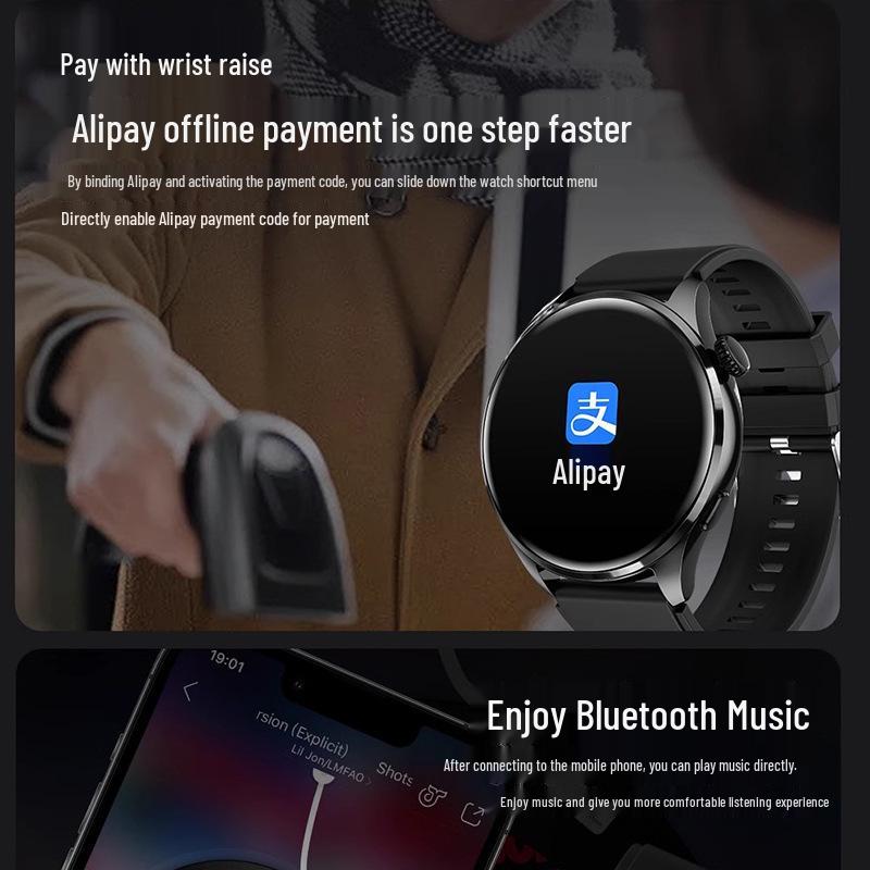 2025 GT4Pro Smartwatch: Bluetooth-Anrufe, Multifunktionale Zahlungen, Blutdruck- und Herzfrequenzmesser, Sportarmband