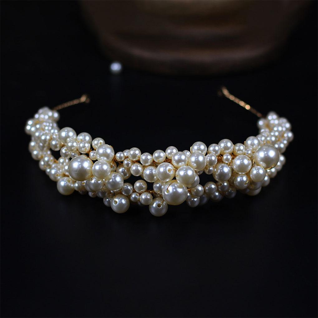 Pearls Beaded Headband Wedding Bridal Engagement Headpiece Headdress Decoration Headwear Accessories for Woman