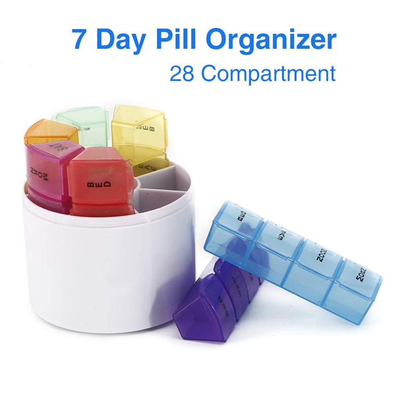 Portable 7 Days 28 Grids Weekly Colorful Pill Case Storage Box Travel Medicine Box Holder Tablet Organizer Medicine Pill Box