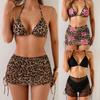 Europa e America Bikini Stampa Leopardo Set Tre Pezzi Sexy Scollo Tre Punti Costume da Bagno per le Vacanze