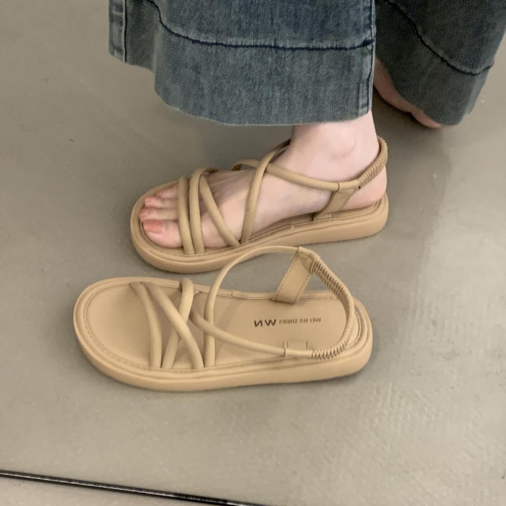 Roman sandals women's 2025 new summer wear with skirt casual Internet celebrity fairy style versatile flat beach