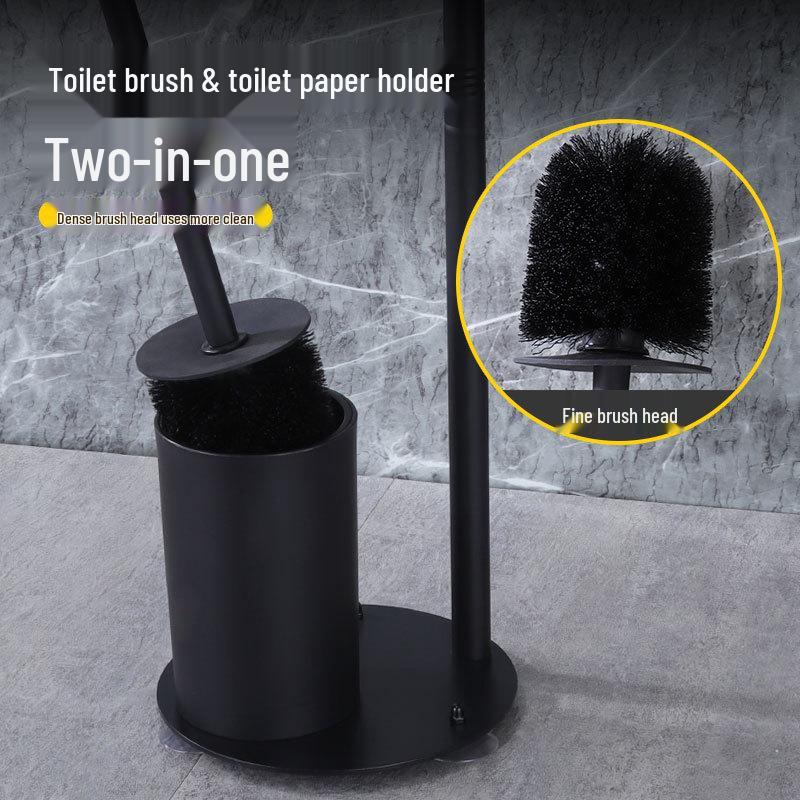 Cross-Border Vertical Bathroom Toilet Paper & Brush Holder - Multifunctional Floor-Standing Roll Organizer