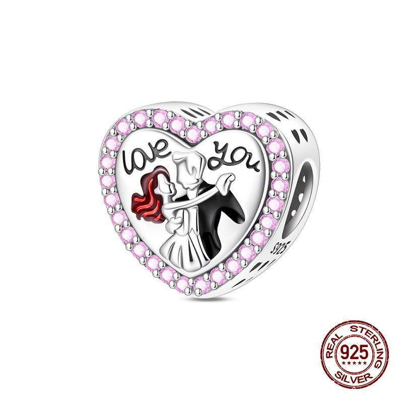 Valentine'S Day Luminous Charms Copper Pink Rose Romantic Little Bear Beads Fit Original Bracelets Diy Jewelry Gift