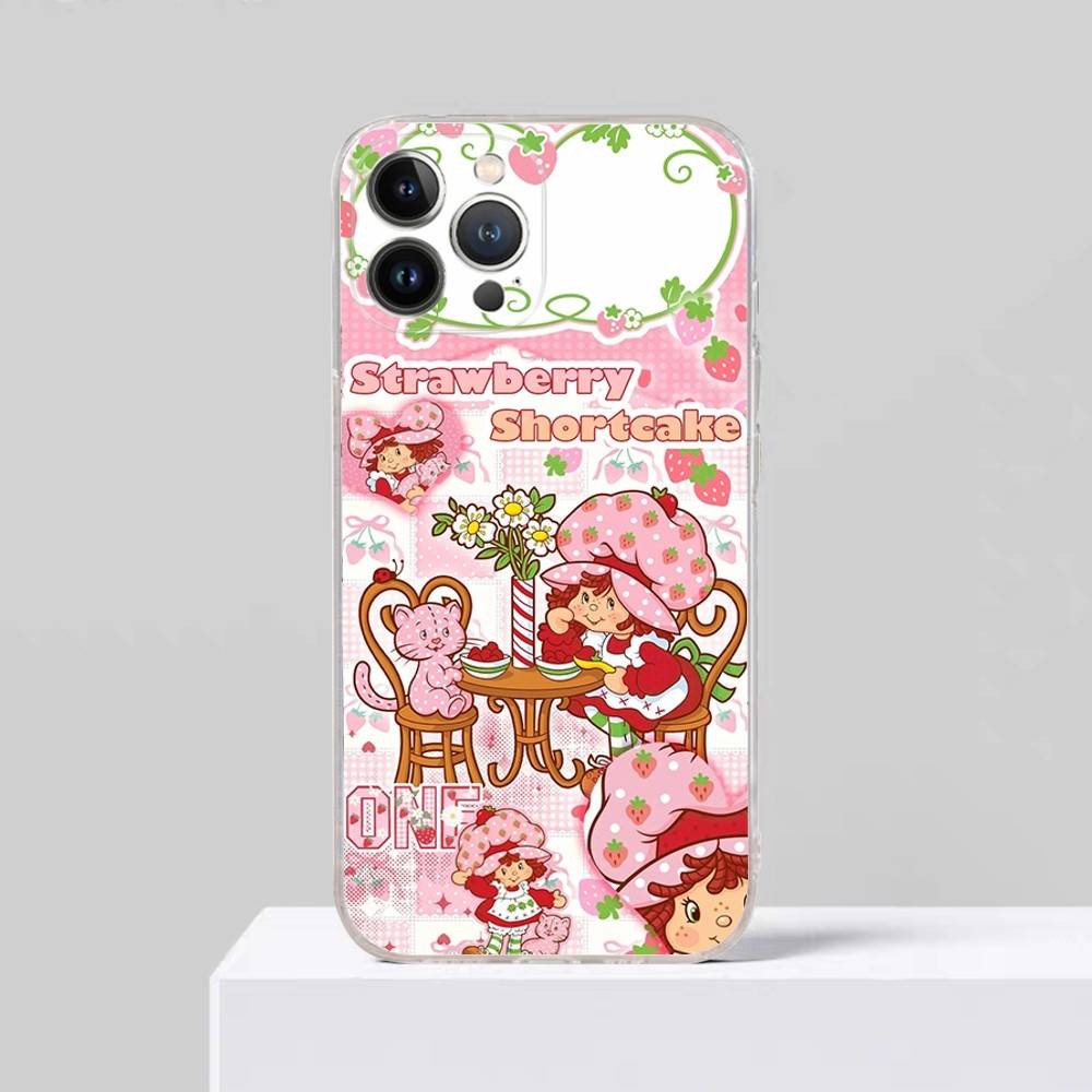 S-Strawberry S-Shortcake For iPhone 11 12 13 14 15 16 17 Pro Max Plus Air Transparent Clear Shockproof Case