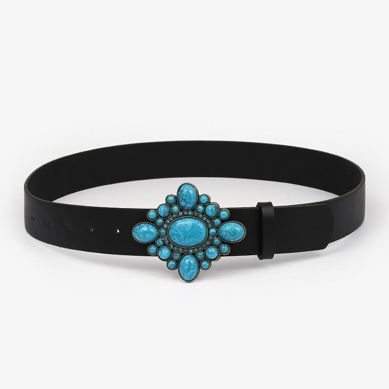 12 Vintage Court Gem Inlaid Women'S Wide Belt Decorative Clothing Antique Women'S Belt