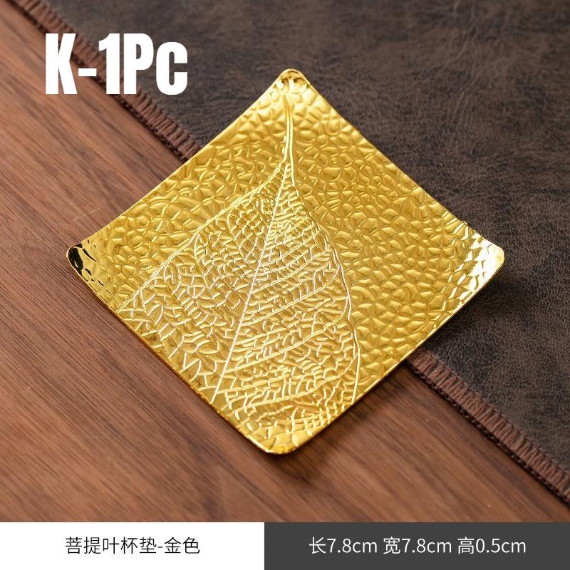 1 Stück Gold Retro Metall Untersetzer Exquisite Isolierunterlage Teetabletts für Zuhause Teeräume Vintage KongFu Teezeremonie Zubehör Geschenk