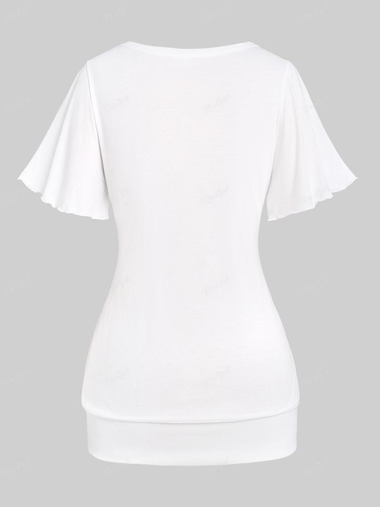 Rosegal Plus Size Flutter Ermer Cutout Salat Blouson 2 i 1 T-skjorte med knapper