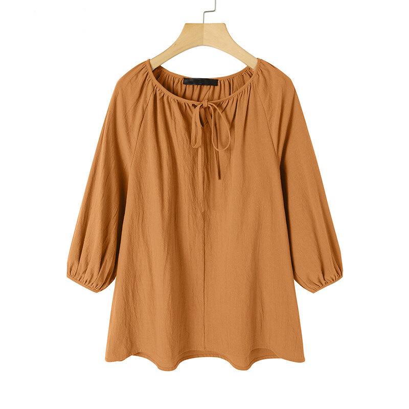 2022 Spring Casual Urban Cotton Crew Neck Loose Fit Women's Pullover Shirt
