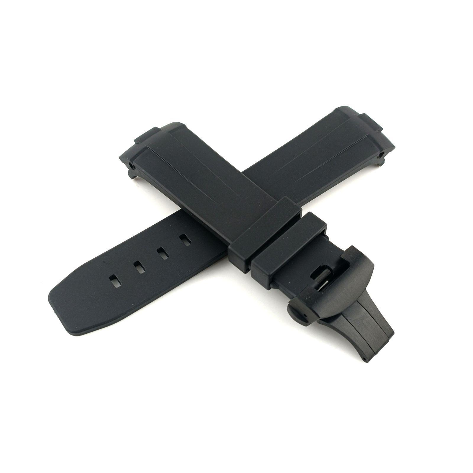 Used 24mm Watch Silicone Rubber Strap Curved End Black Black D Buckle [Compatible with] Panerai Luminor PANERAI