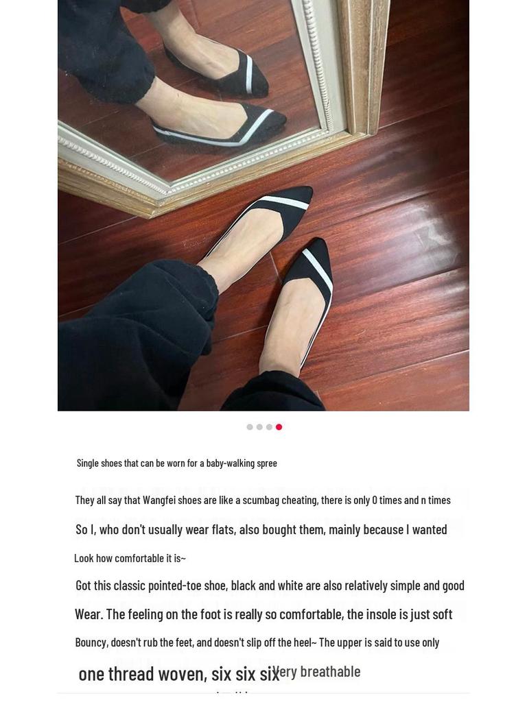 Classic Queen Women's Pointed Toe Fly-Knit Flats, Multicolor, Plus Size 41-43