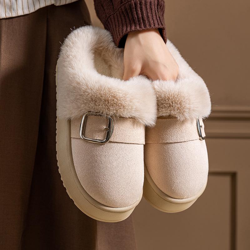 New Thick-soled Snow Boots with Belt Buckles, Fleece and Thickened Warm Cotton Shoes, Thick Shoes