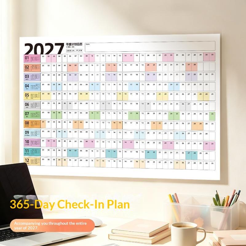 2027 Full Year Wall Calendar Blank Writing Blocks Daily Planning Scheduling Memorandum