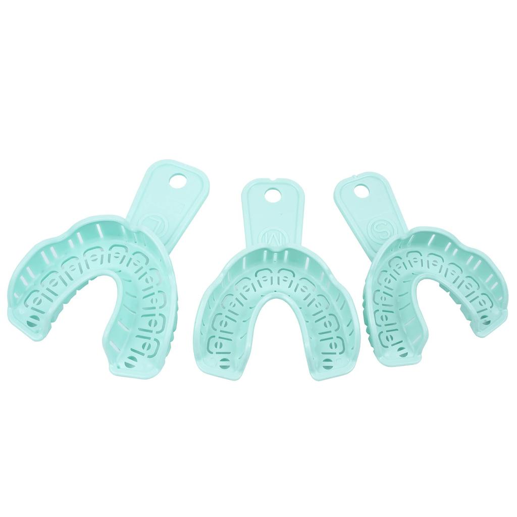 6pcs Dental Implant Tray Green Full Mouth Removable Partial Mold Tray Easy To Fold Baffle Plastic Dentist Tool Material S/M/L