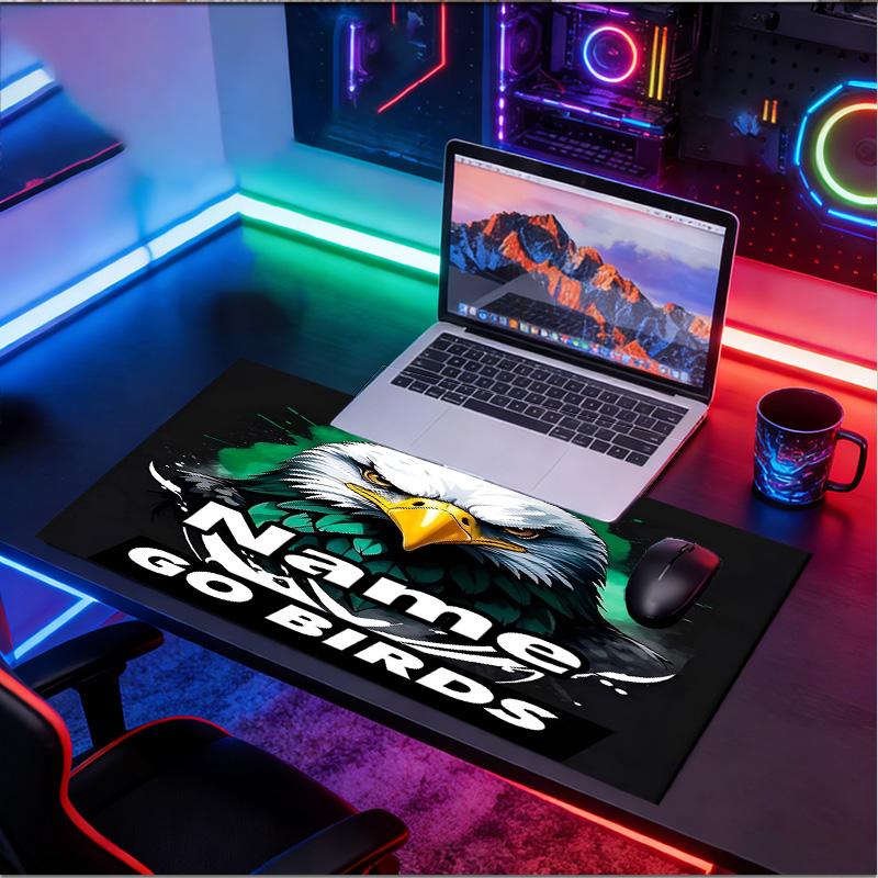Custom Name Personalized Go Ahead Eagles Pattern Mousepad, Laptop PC Desk Mat, Decorative Desk Mat for Home Keyboard Pad Gift