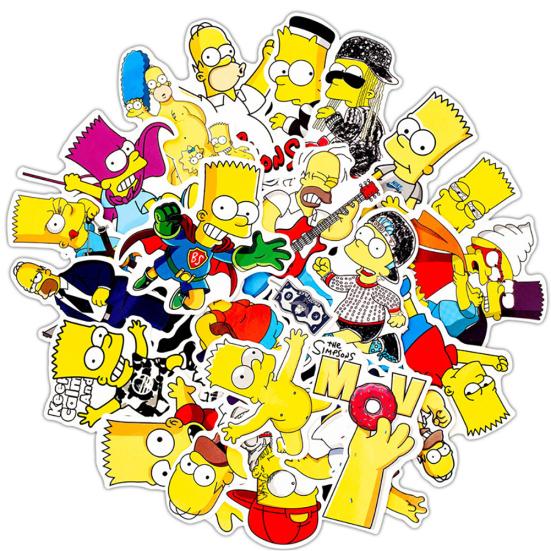 50Pcs Cartoon Simpon PVC Waterproof Luggage Skateboard Laptop Graffiti Stickers