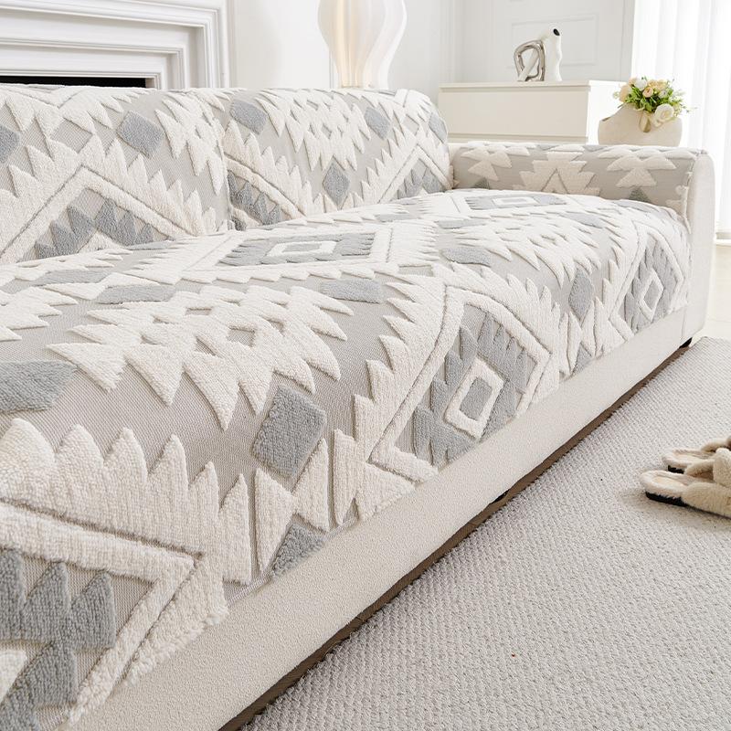 

Bohemian-Style Universal Sofa Cover All-Season Cat-Scratch Resistant Leather Sofa Pad with Straight-Cut Design for Home 70x70cm 1pc светло-серый