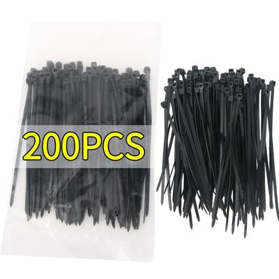200/100Pcs Nylon Cable Ties Self-locking Cord Ties Straps Fastening Loop  Plastic Wire Ties For Home Office