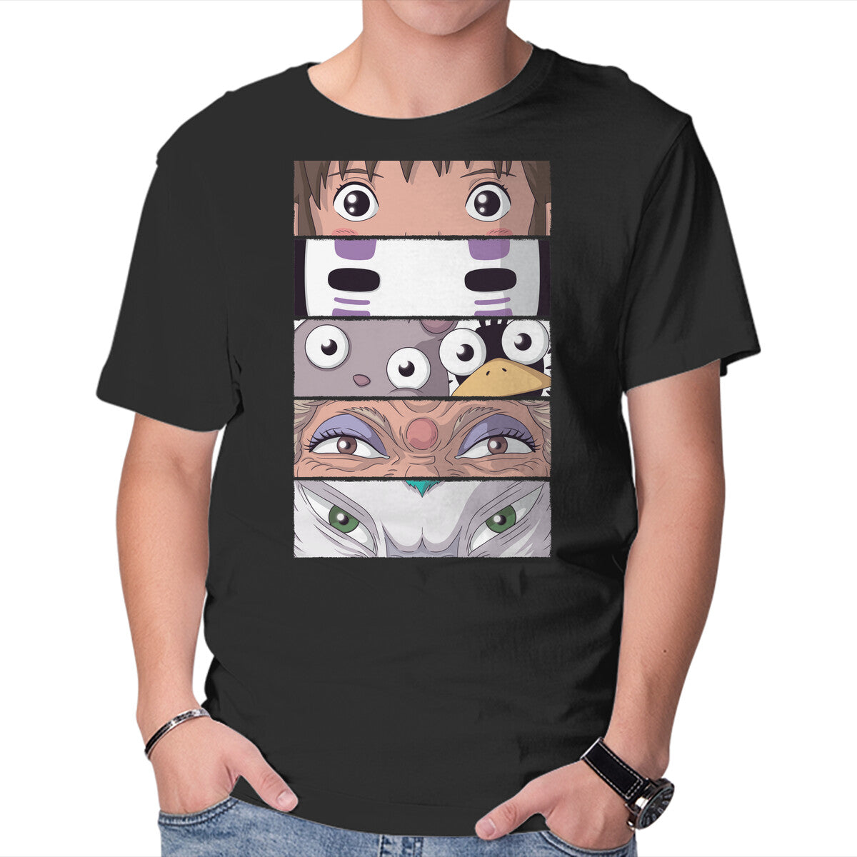 Unisex Crew Neck T-Shirt Spirited Eyes Graphic Short Sleeve Casual Tee XS