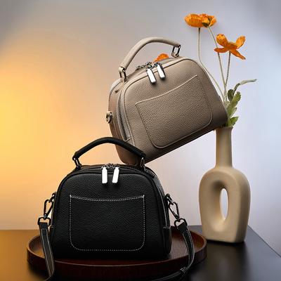 Genuine Leather Boston Small Shoulder Crossbody Bags For Women  Trend Designer Short Handle Ladies Handbags