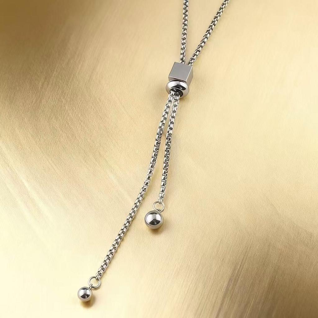 Adjustable Stainless Steel Long Necklace - Trendy, Versatile Layered Chain Design