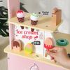 Cream Wooden Ice Cart Toy Playset With Cash Register For Kids Creative Play