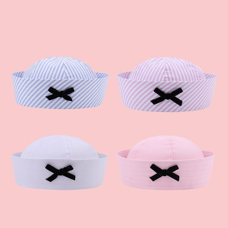 Striped Black Bow Decorative Sailor Hat Spring And Summer Dome Beret For Women'S