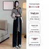 Women's High-Waist Gray Banana Sweatpants - Straight Loose Fit, Wide Leg - Perfect for Autumn and Winter 2025