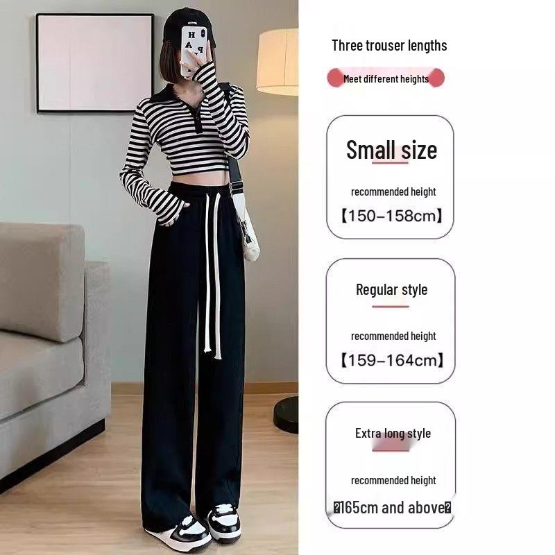 Women's High-Waist Gray Banana Sweatpants - Straight Loose Fit, Wide Leg - Perfect for Autumn and Winter 2025