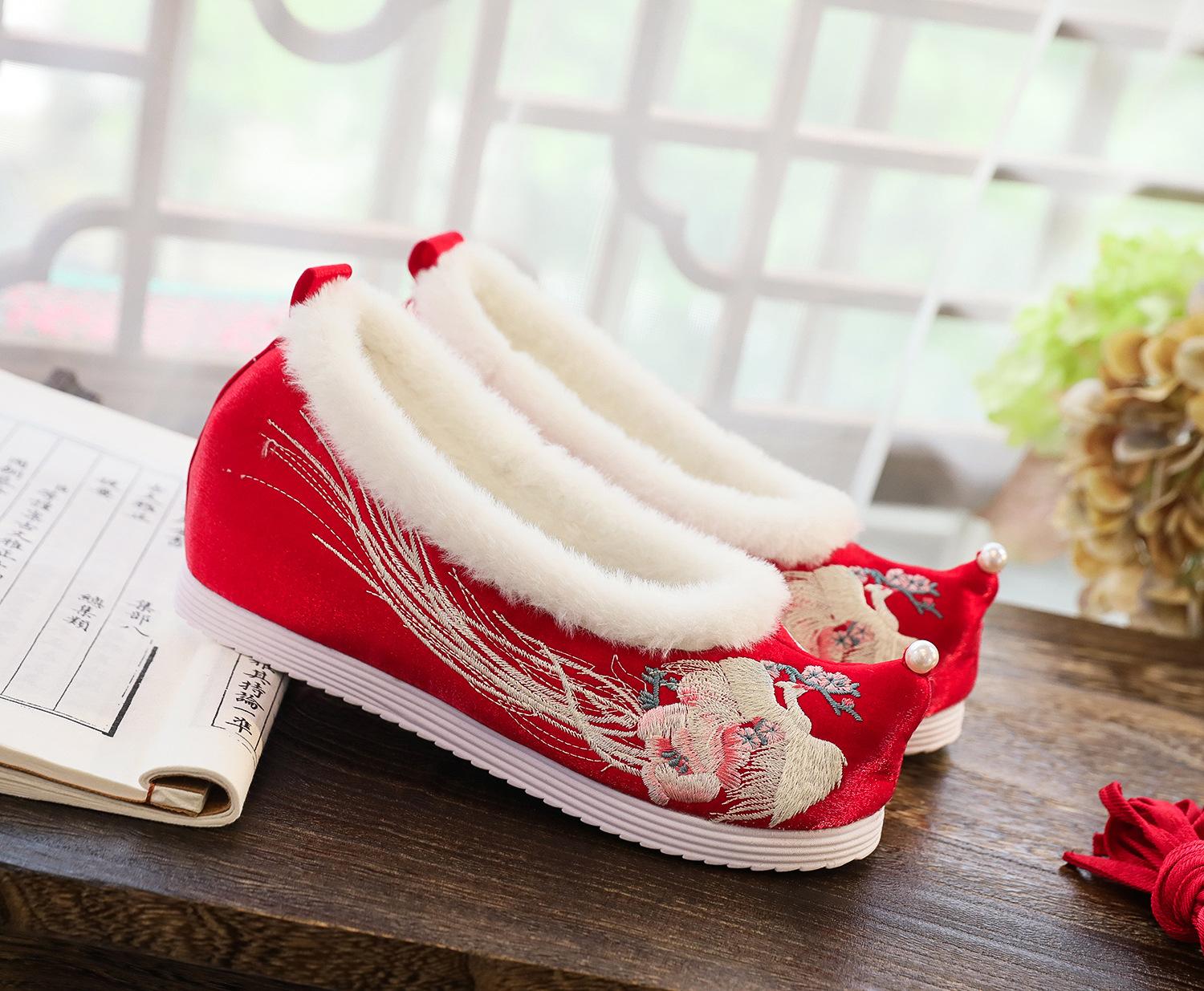 

туфли-бантики, туфли для ханьфу, одинарные туфли/хлопковые туфли, старинные свадебные туфли, вышитые тканевые туфли, женские туфли в тон халату 39