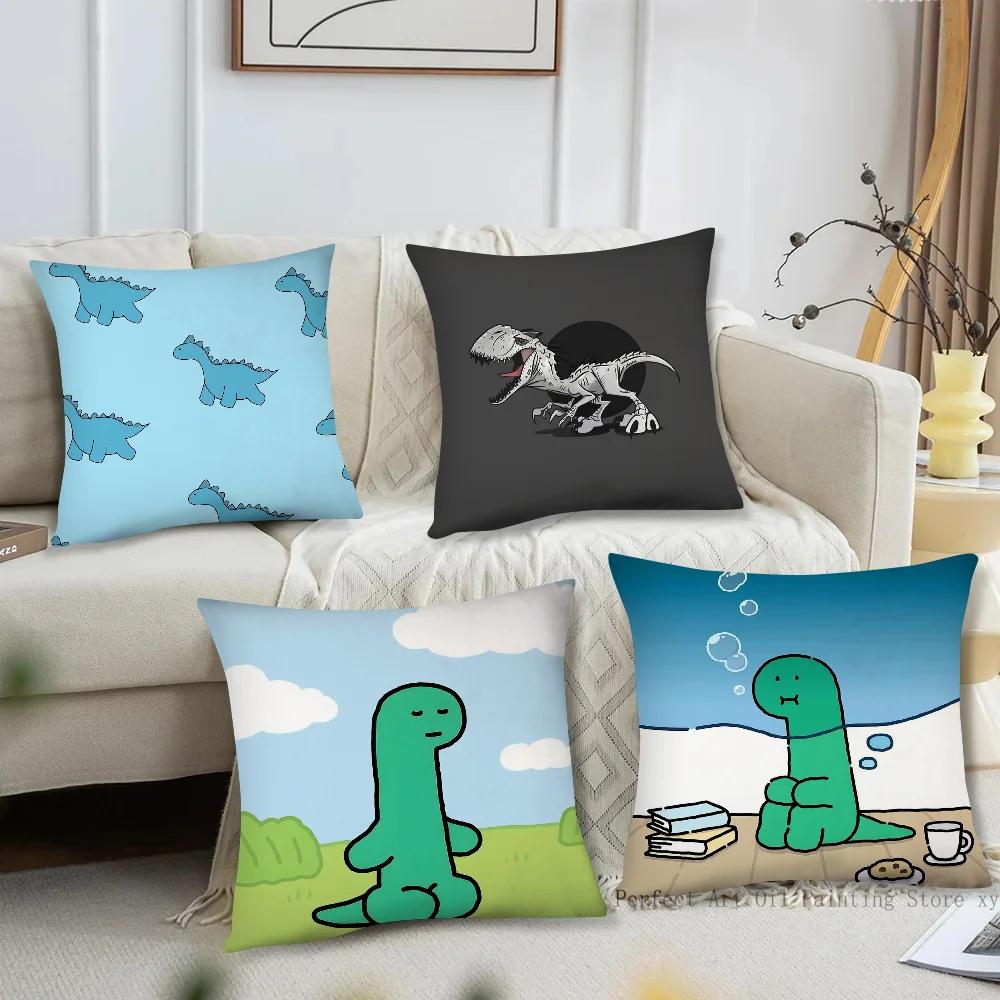 Niedlich Und Minimalistisch Dinosaurier Kissenbezug Quadratisches Kissen Schlafzimmer Sofa Freizeit Komfort Kissen Auto Wohnzimmer Heimdekoration 40X40