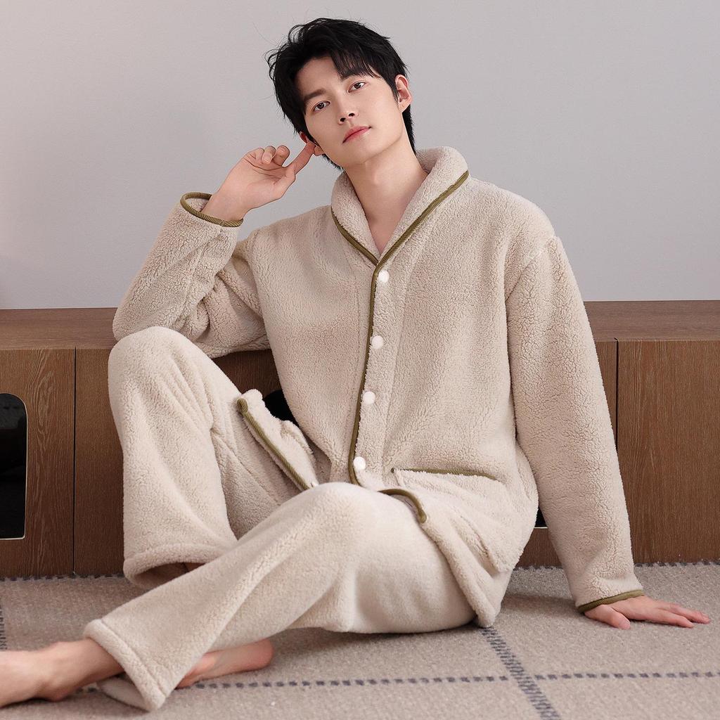 Cozy Winter Fleece Pajama Set for Couples - Thick Velvet Homewear for Women and Men