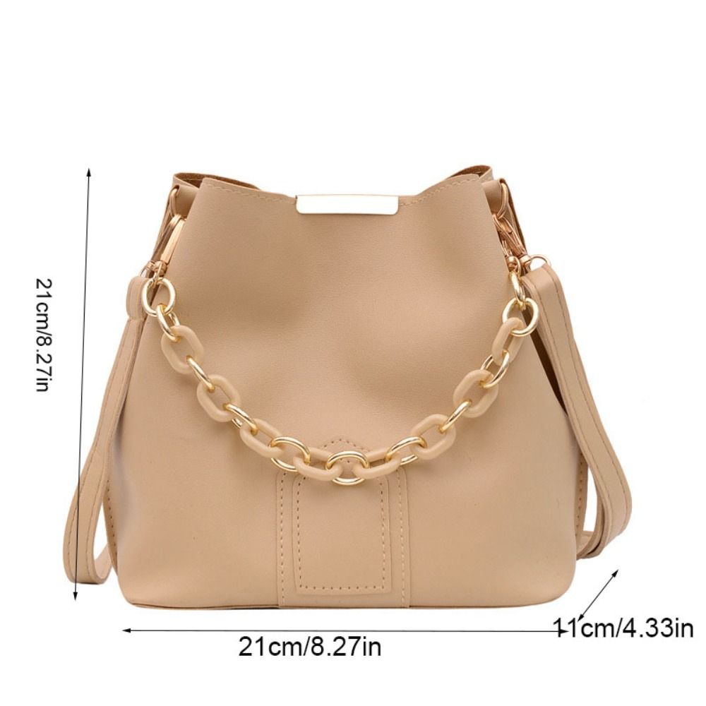 Single Shoulder PU Leather Handbag Handbag Chain Crossbody Bag Portable Women Bucket Bag Daily