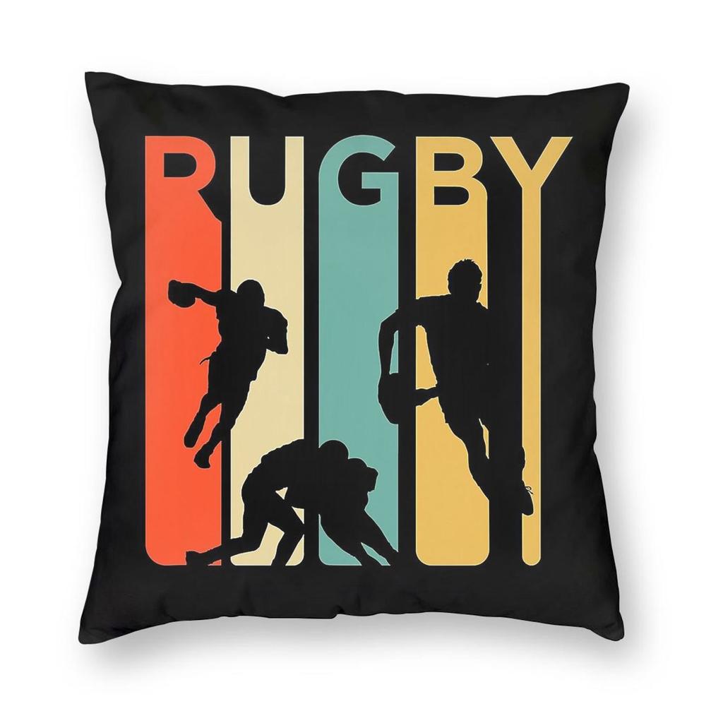 s Style Rugby Sports Square Pillowcase Polyester Linen Velvet Creative Zip Decorative Pillow Case Home Cushion Cover