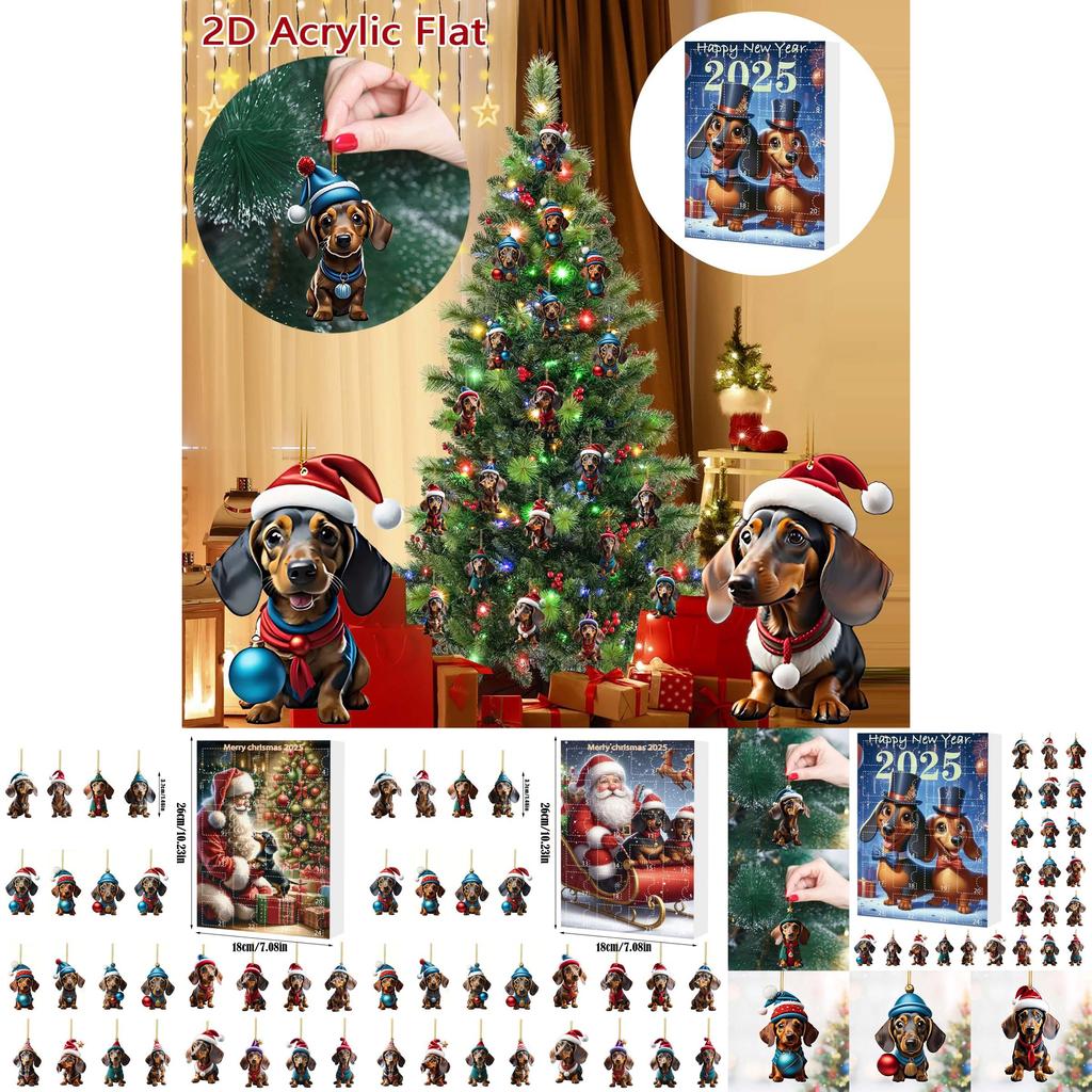 Christmas Countdown 24 Day Dog Pet Pendant With Acrylic Material For Holiday Decor And Gift Giving