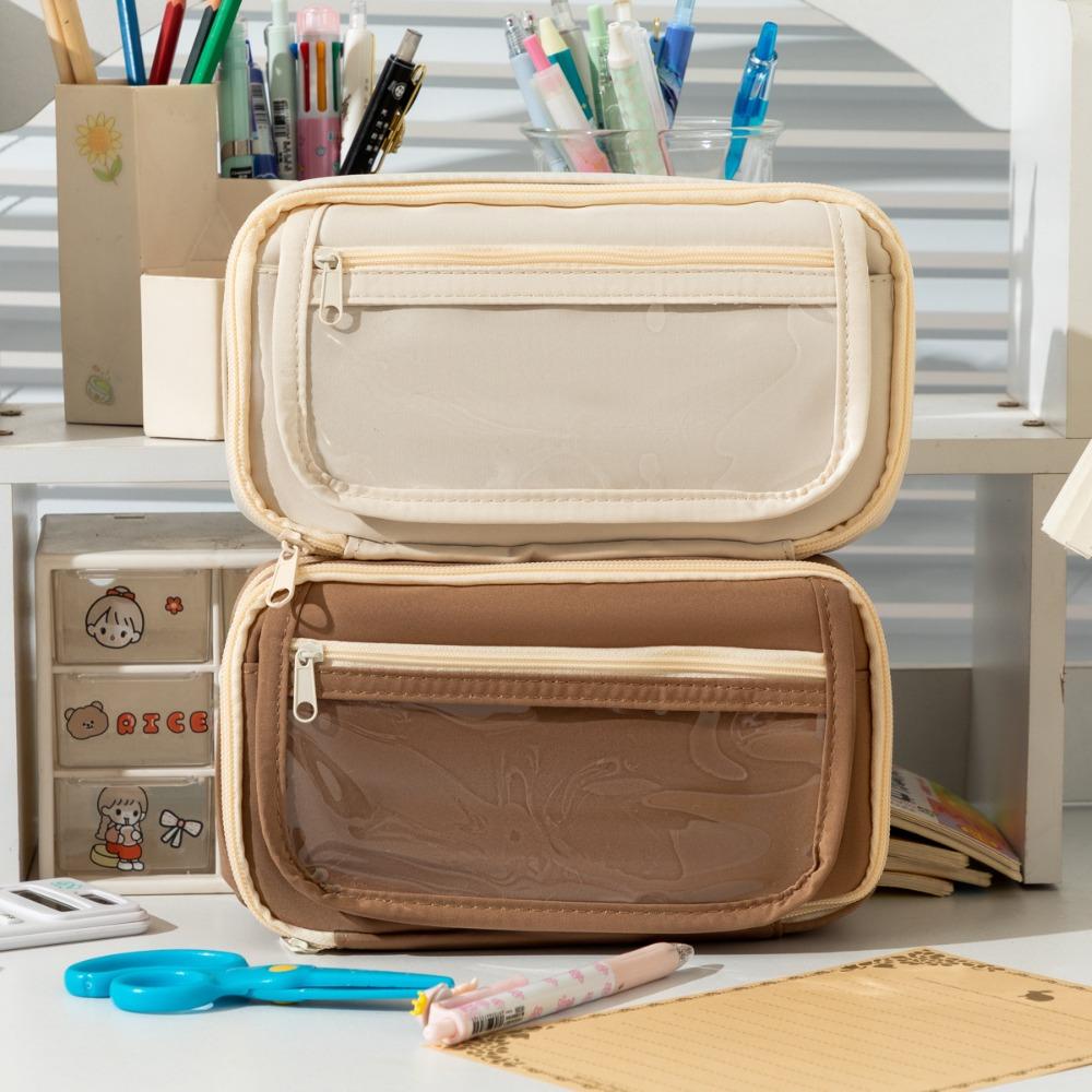 Solid Color Large Capacity Pencil Case Ins Pen Storage Bag Portable Stationery Pen Case  Kids Gift